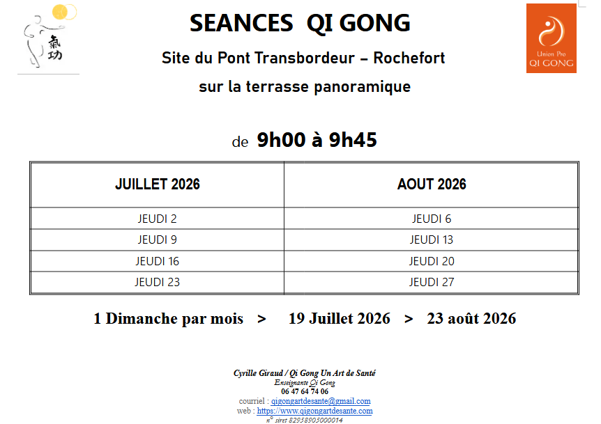 Planning qi gong juillet aout 2026